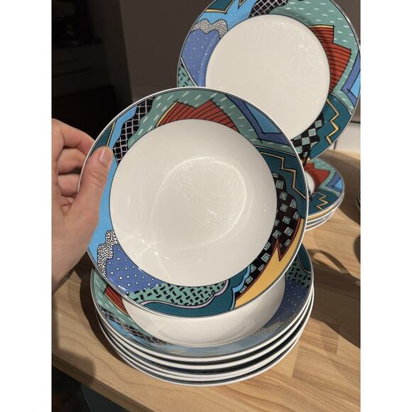 Christopher Stuart HK 100 Rave Service For 6 Post Modern Design Vintage EUC - Picture 4 of 11